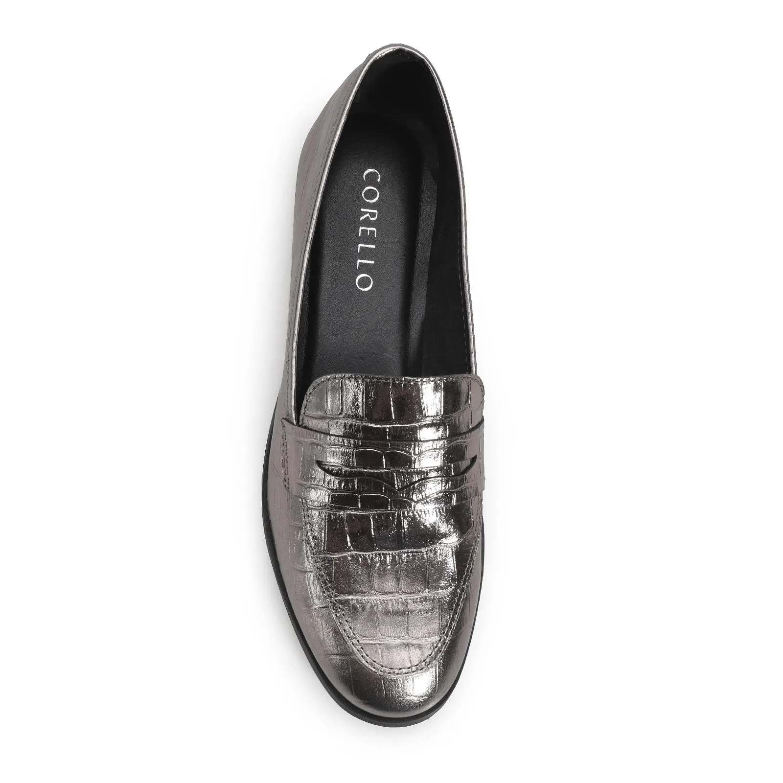 Mocassim Couro Prata