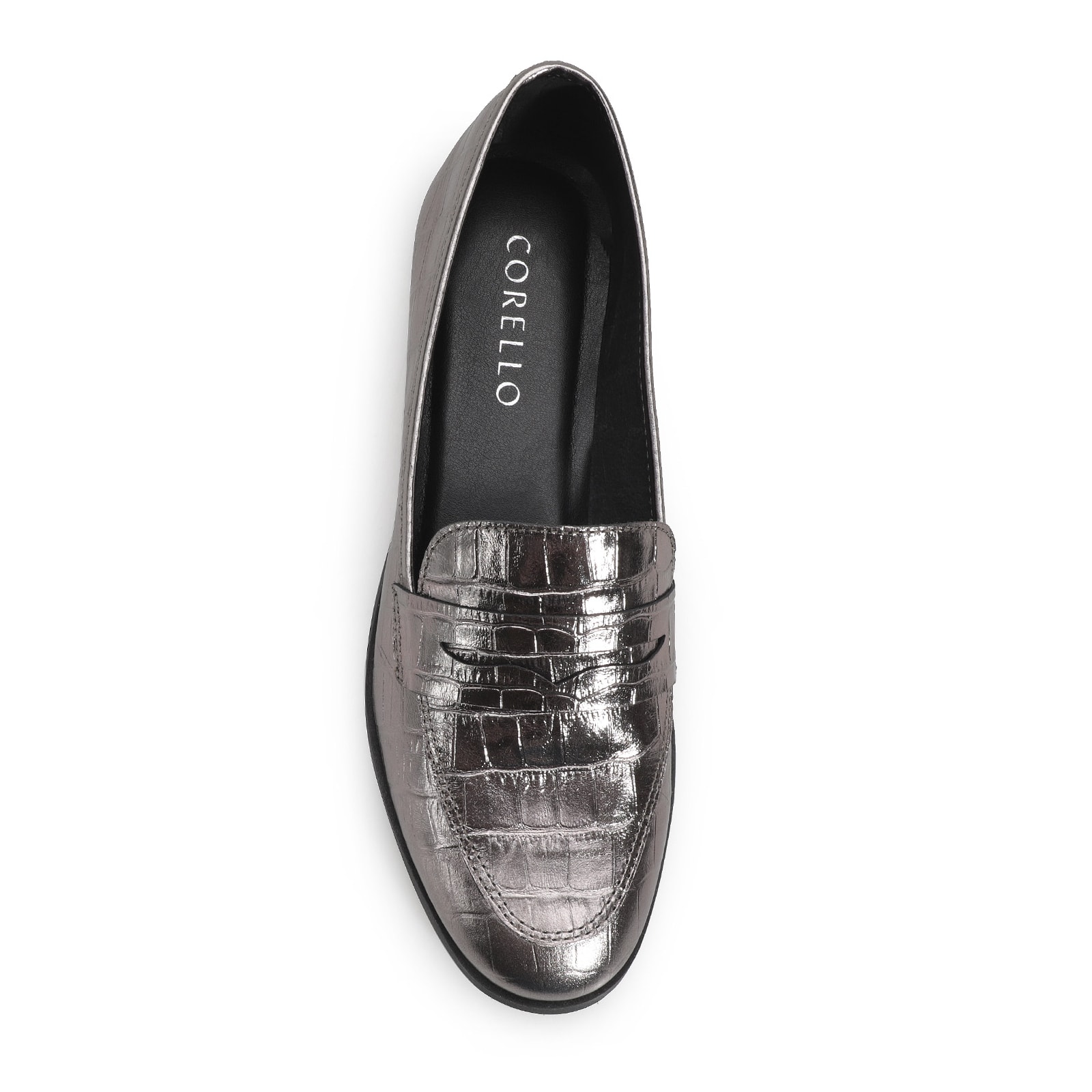Mocassim Couro Prata