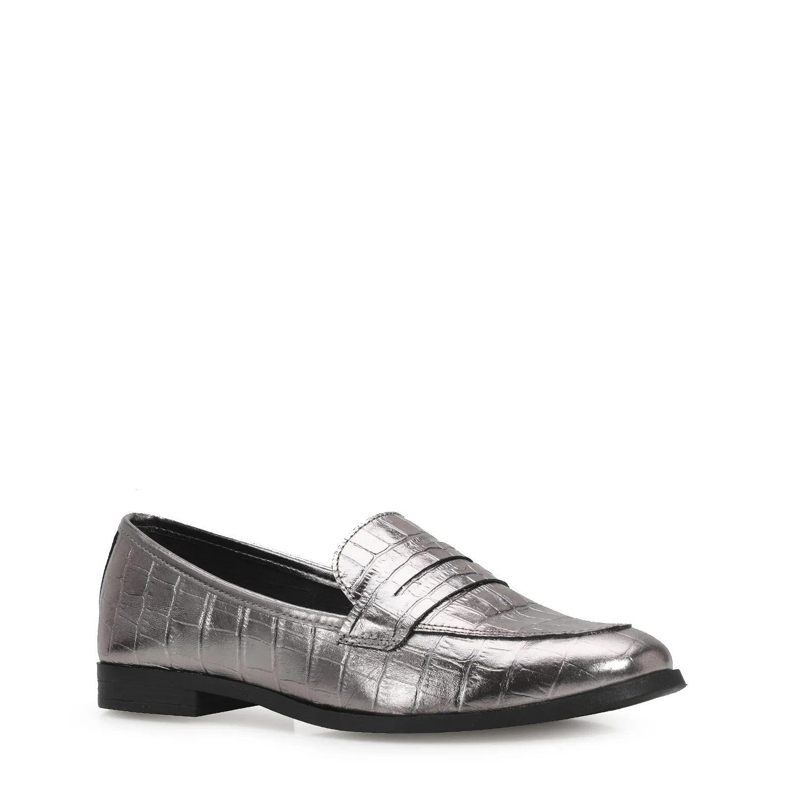 Mocassim Couro Prata