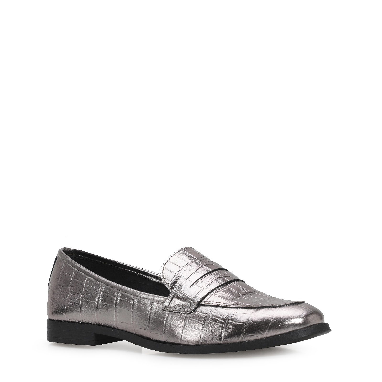 Mocassim Couro Prata