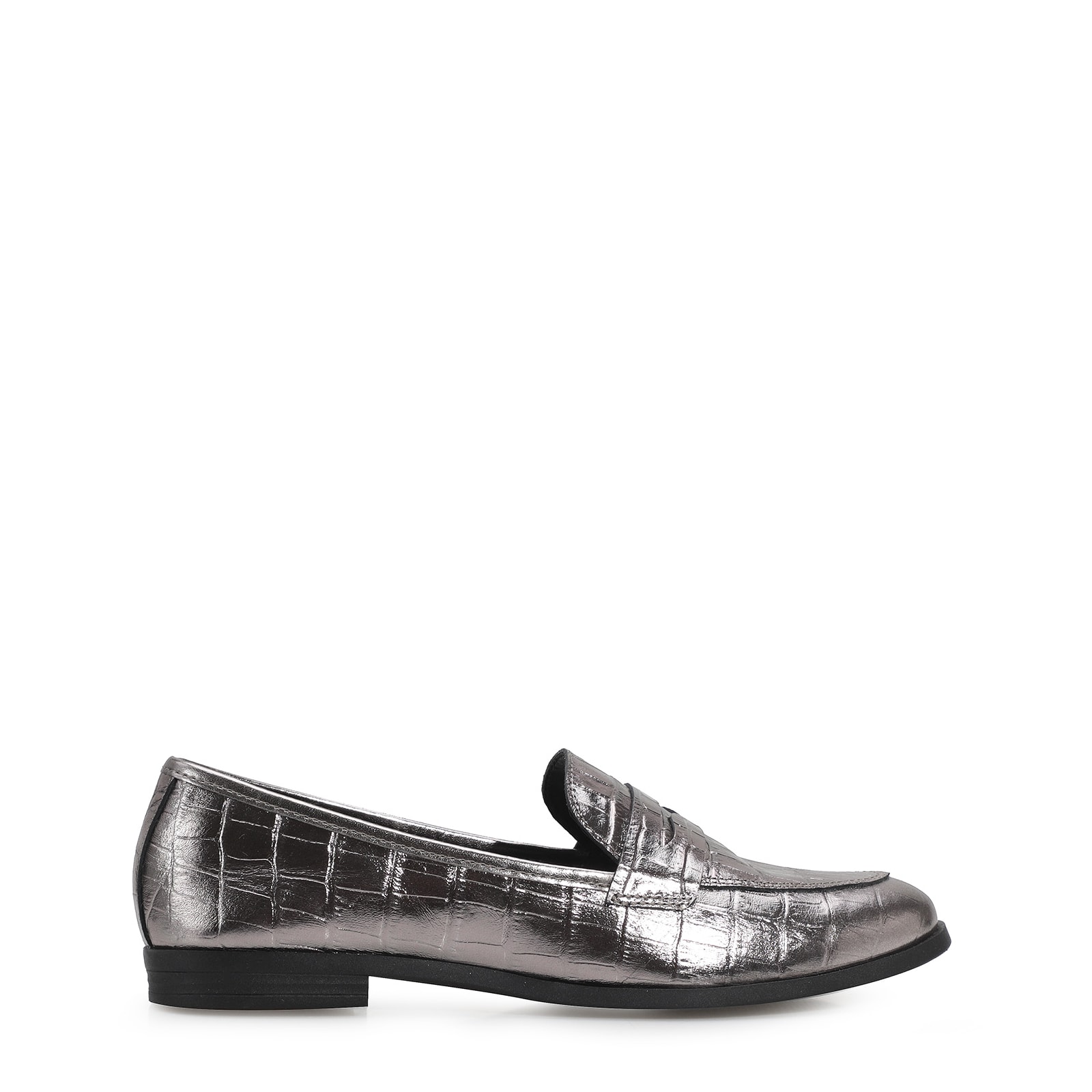 Mocassim Couro Prata