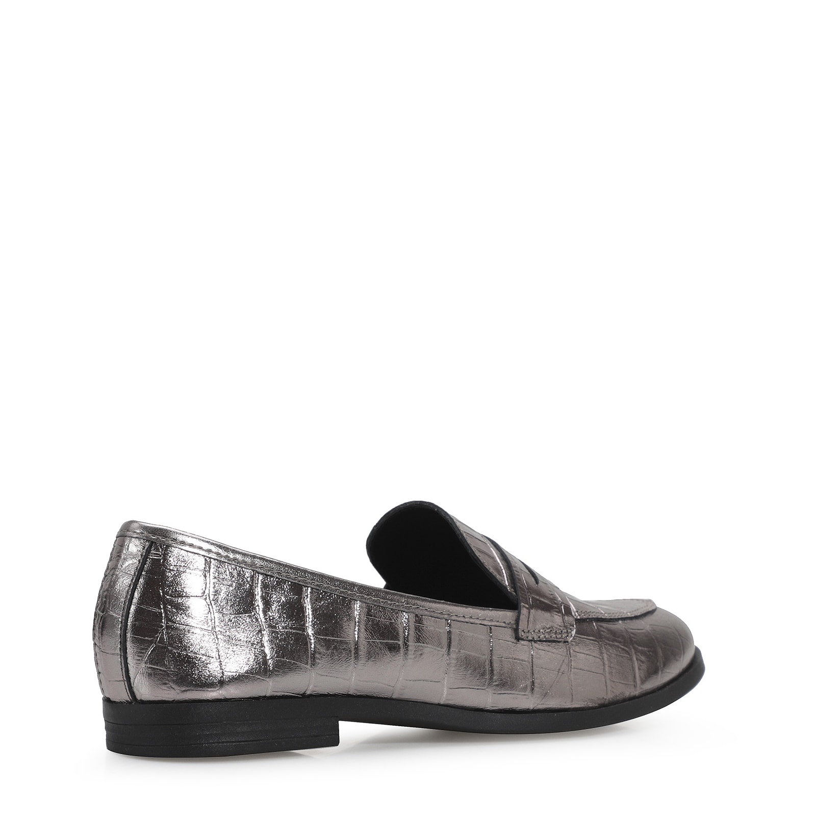 Mocassim Couro Prata