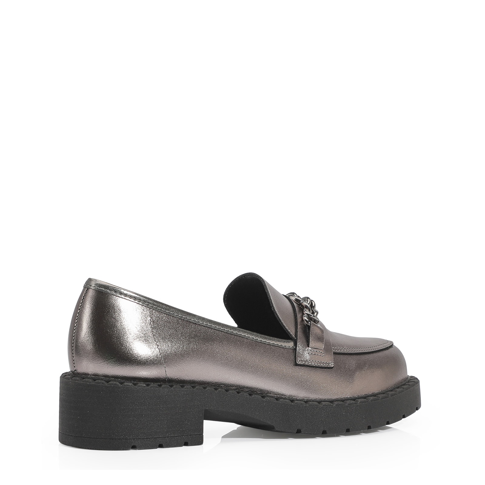 Mocassim Couro Prata