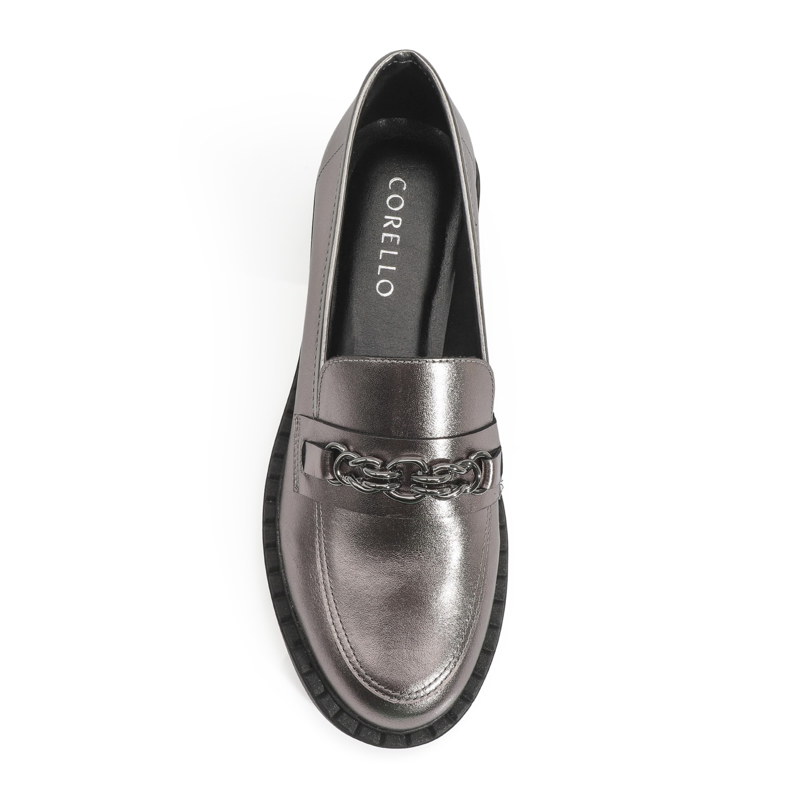 Mocassim Couro Prata