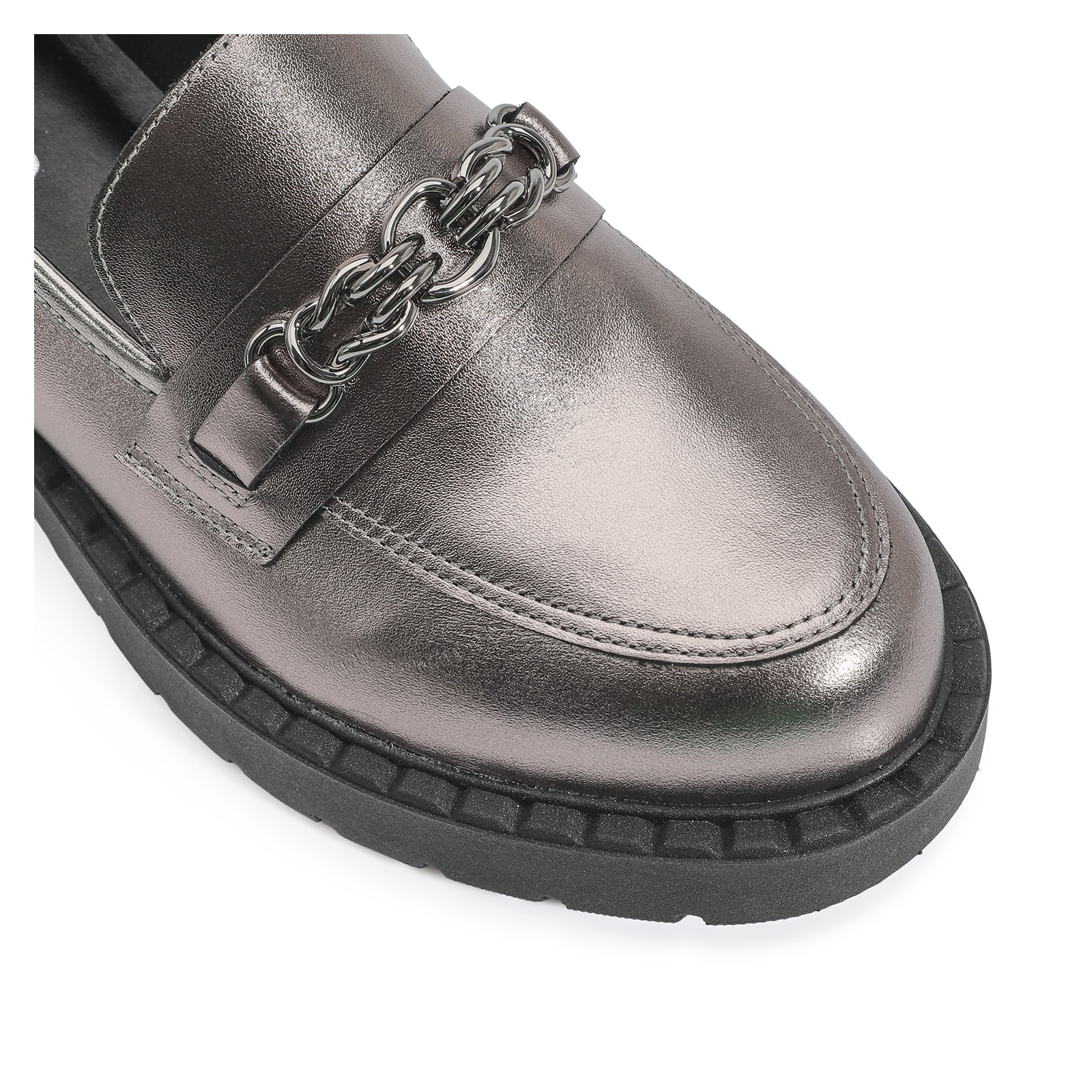 Mocassim Couro Prata