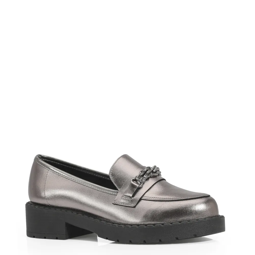 Mocassim Couro Prata