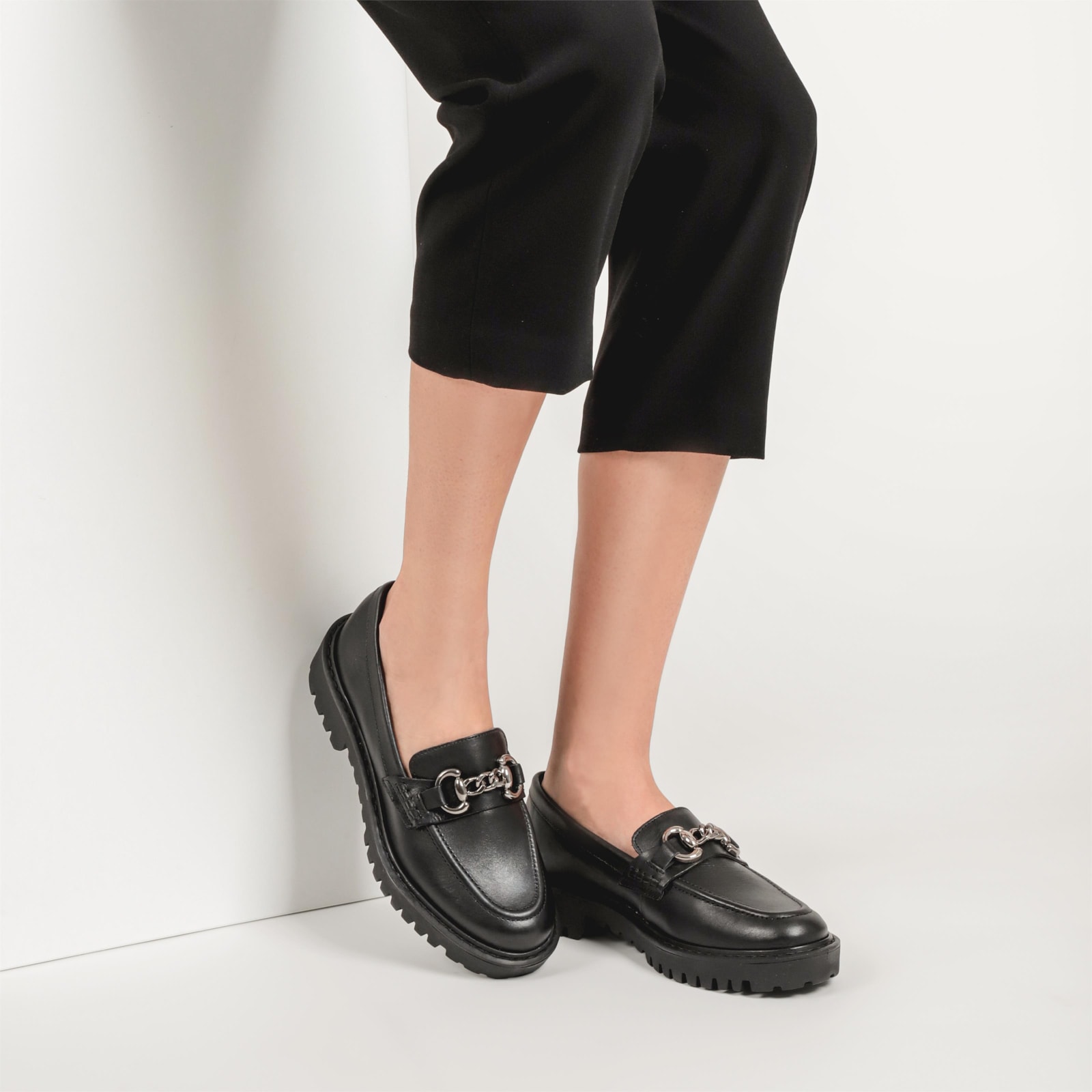 Mocassim Couro Preto
