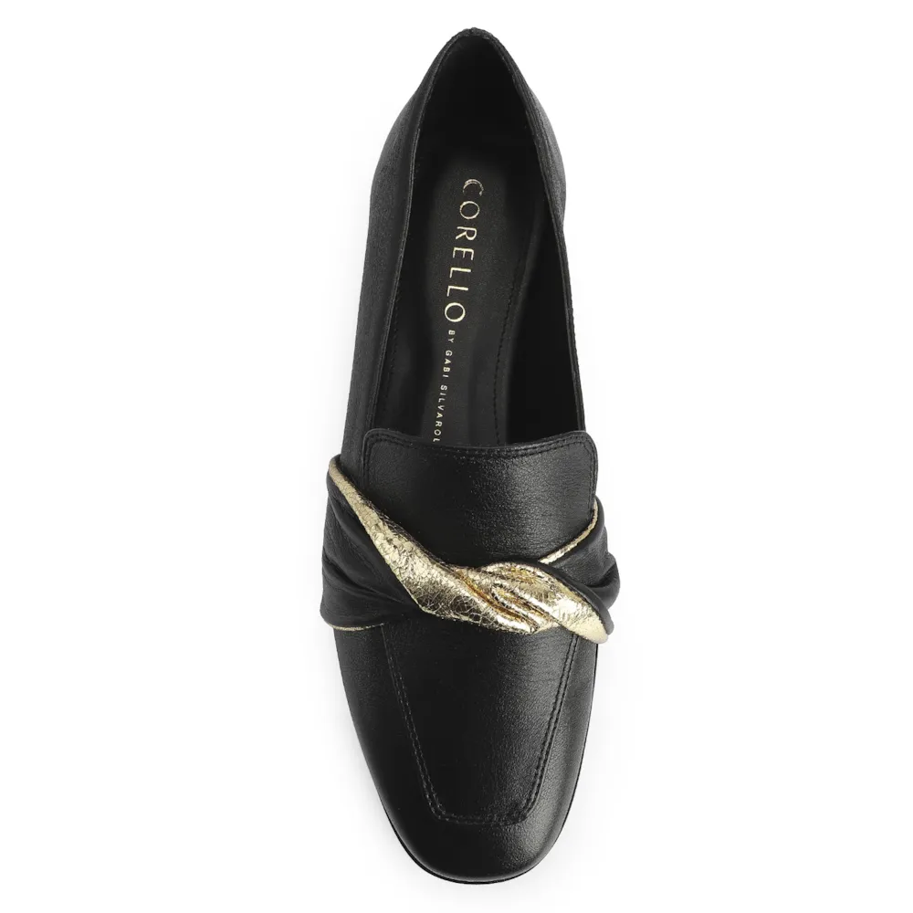 Mocassim Couro Preto/Dourado - imagem 6