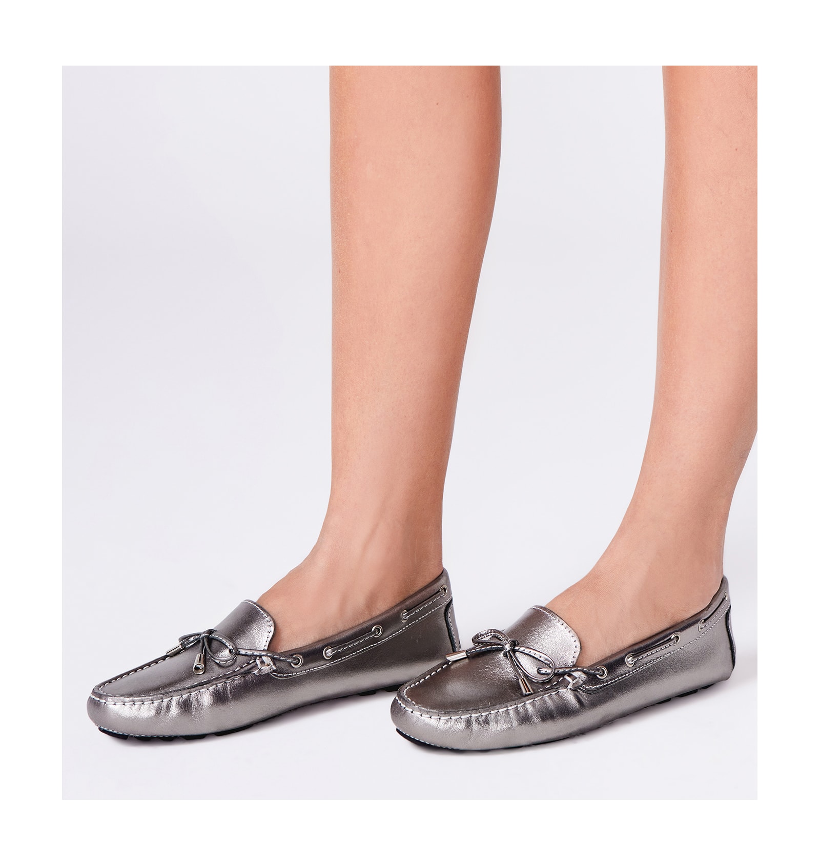 Mocassim Dockside Couro Prata