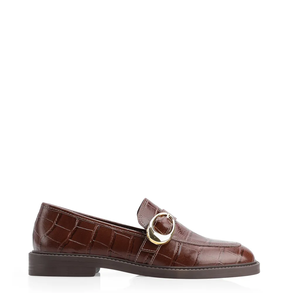 Mocassim Fivela Couro Croco Marrom - imagem 3
