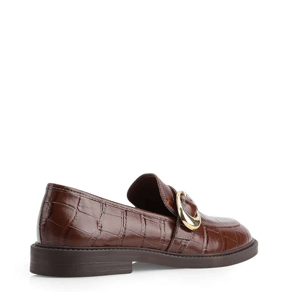 Mocassim Fivela Couro Croco Marrom - imagem 4