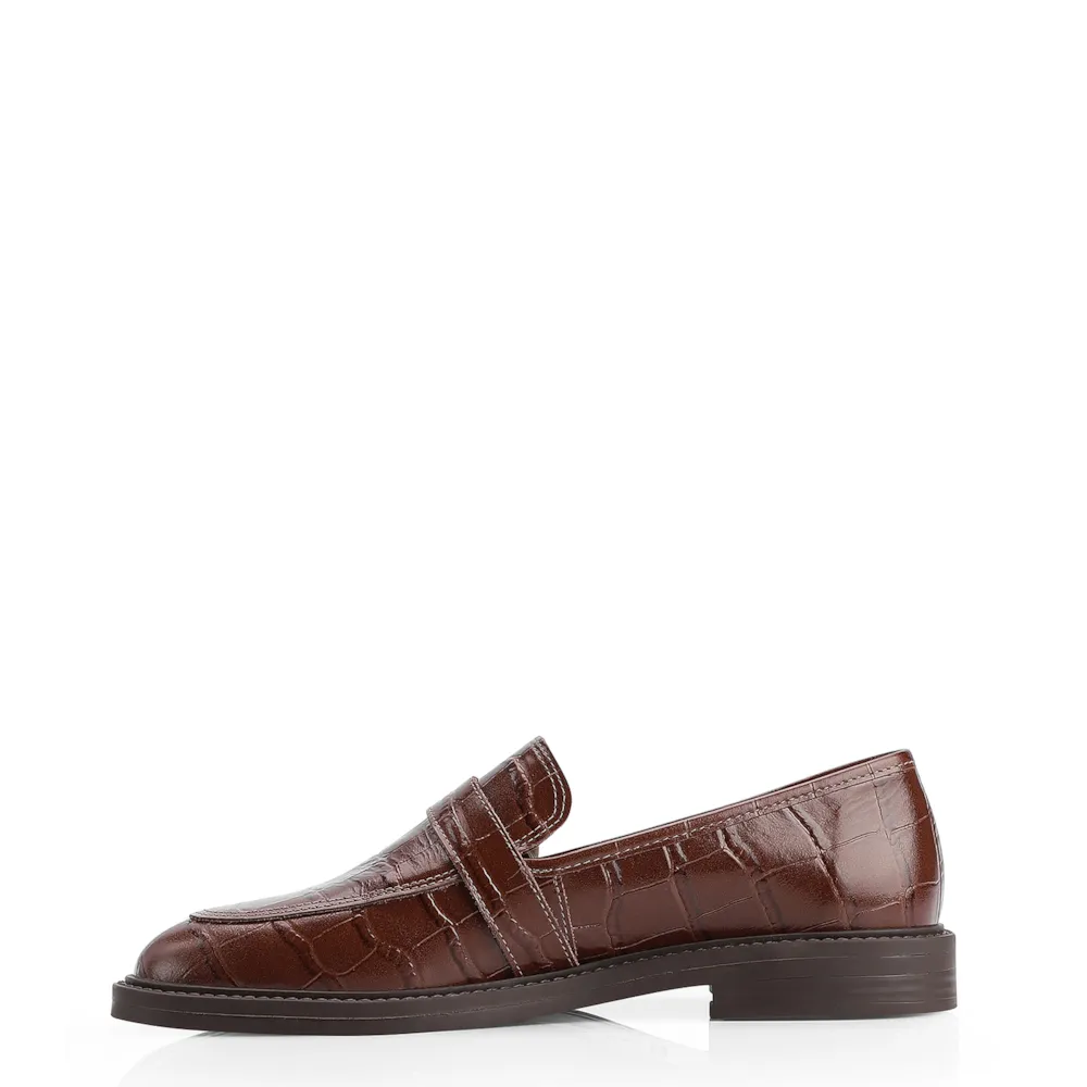 Mocassim Fivela Couro Croco Marrom - imagem 5