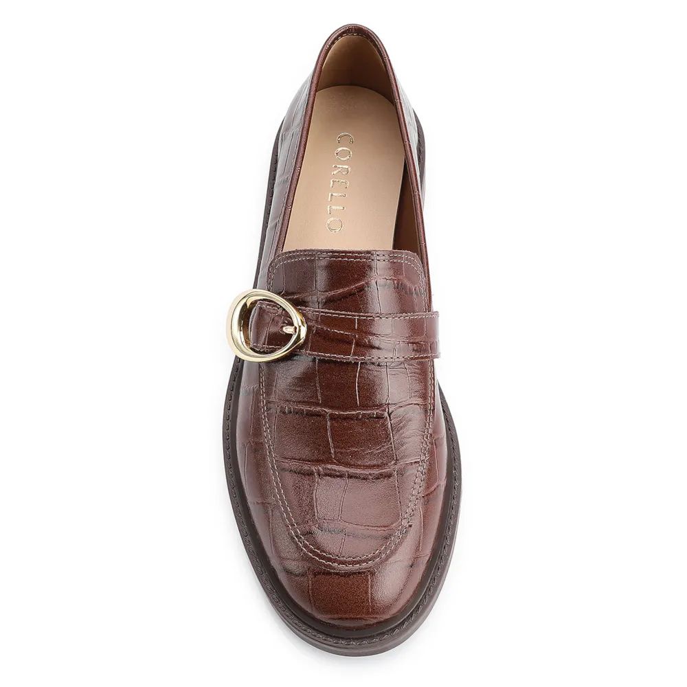 Mocassim Fivela Couro Croco Marrom - imagem 6
