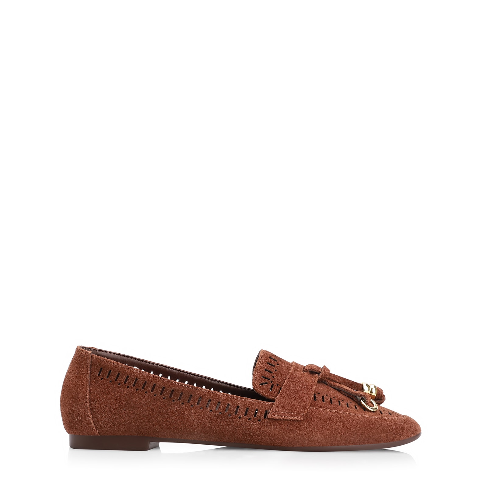 Mocassim Laser Cut Couro Camurça Marrom