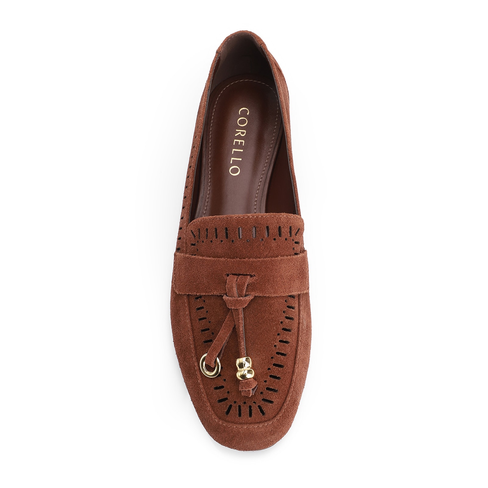 Mocassim Laser Cut Couro Camurça Marrom