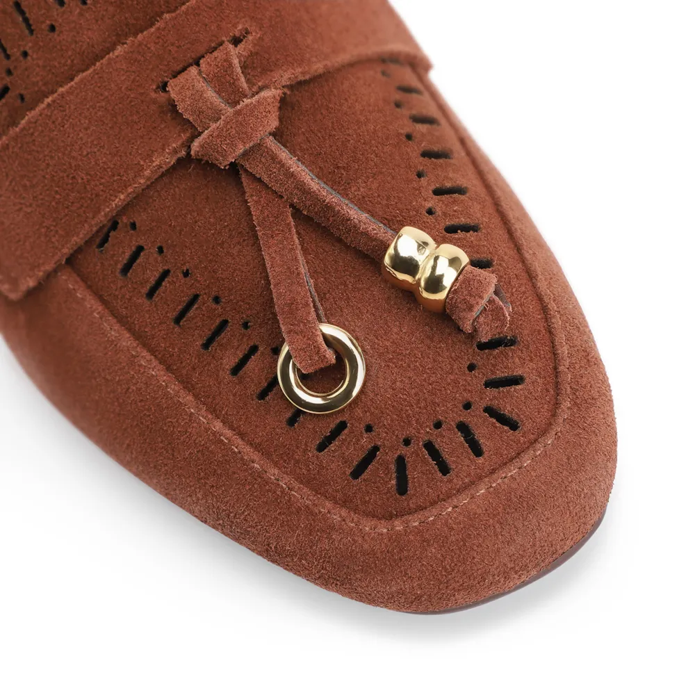 Mocassim Laser Cut Couro Camurça Marrom - imagem 7