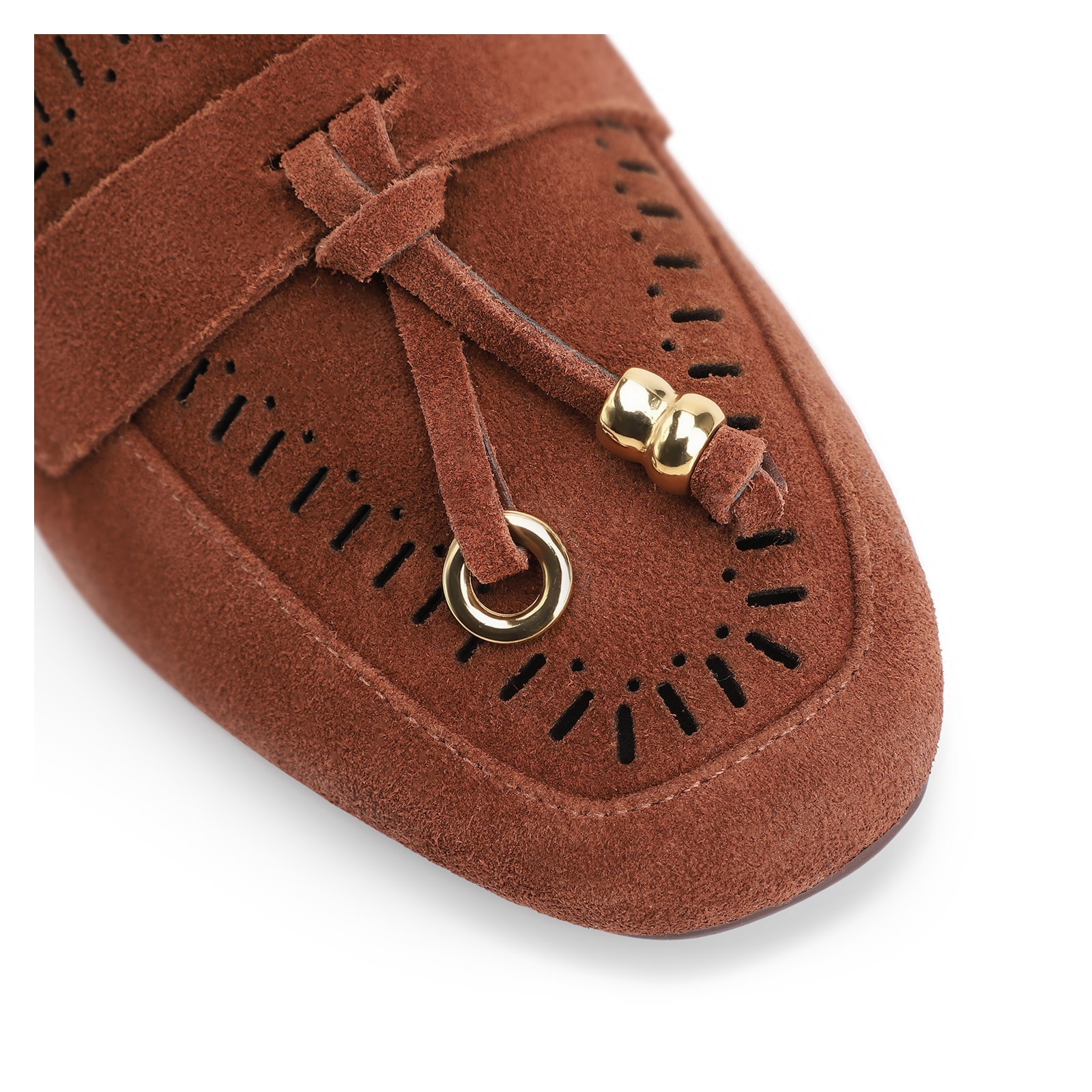 Mocassim Laser Cut Couro Camurça Marrom