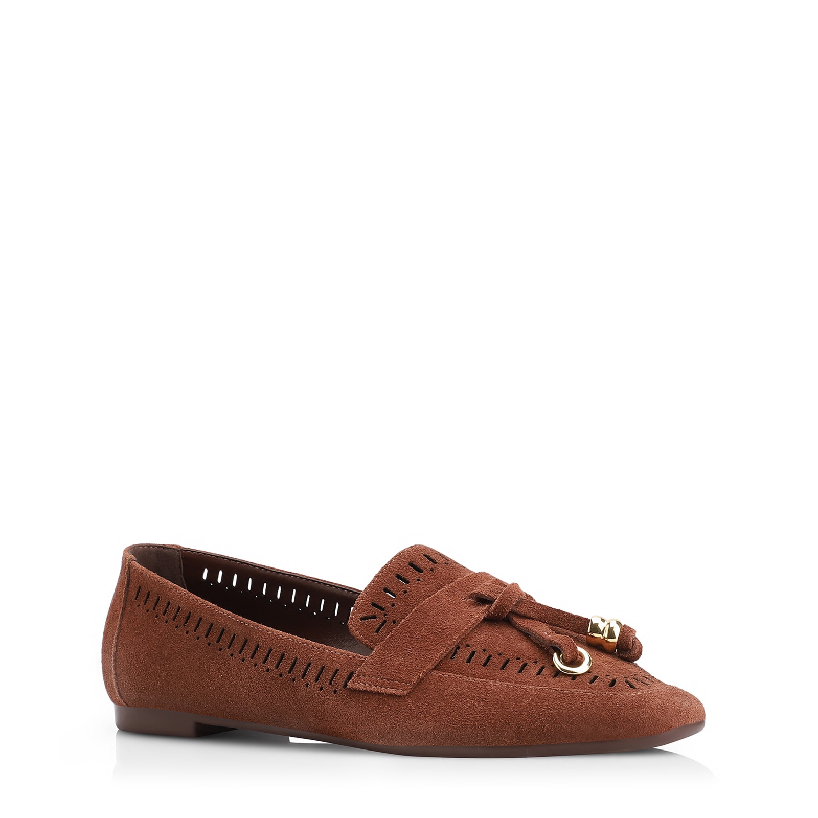 Mocassim Laser Cut Couro Camurça Marrom