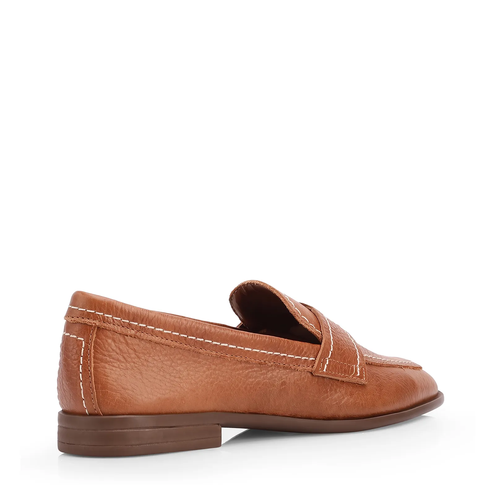 Mocassim Marrom Claro Couro Antique Pesponto Bico Fino