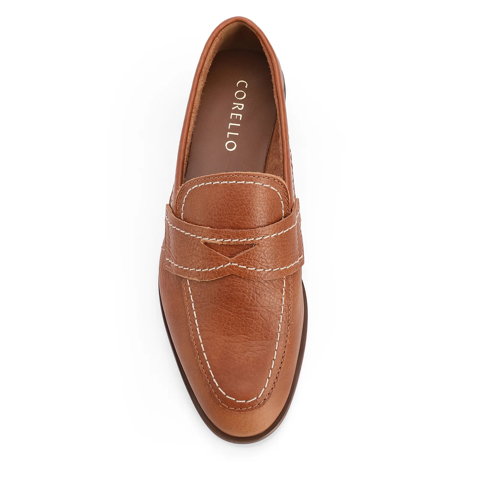Mocassim Marrom Claro Couro Antique Pesponto Bico Fino