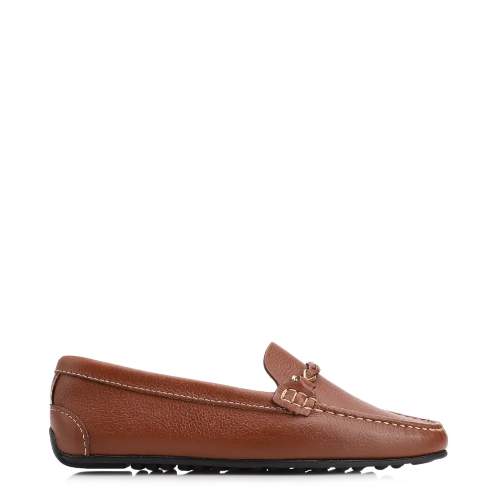Mocassim Marrom Couro Antique Tira Trançada Pespontos - imagem 3