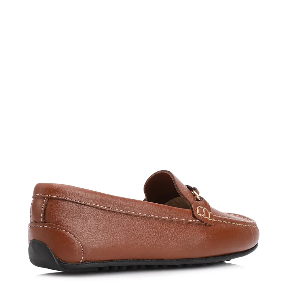 Mocassim Marrom Couro Antique Tira Trançada Pespontos - imagem 4
