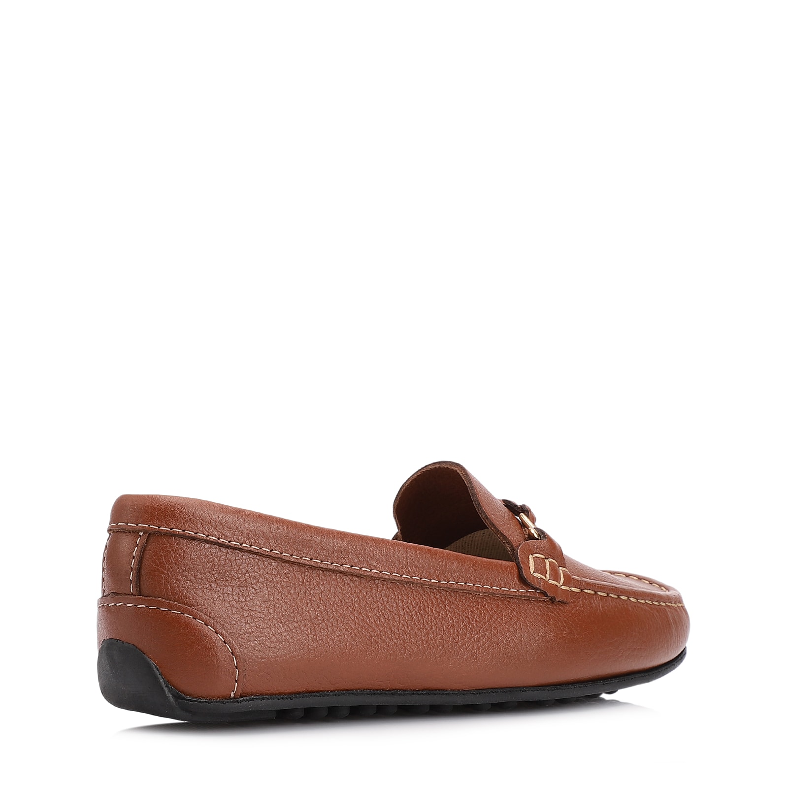 Mocassim Marrom Couro Antique Tira Trançada Pespontos