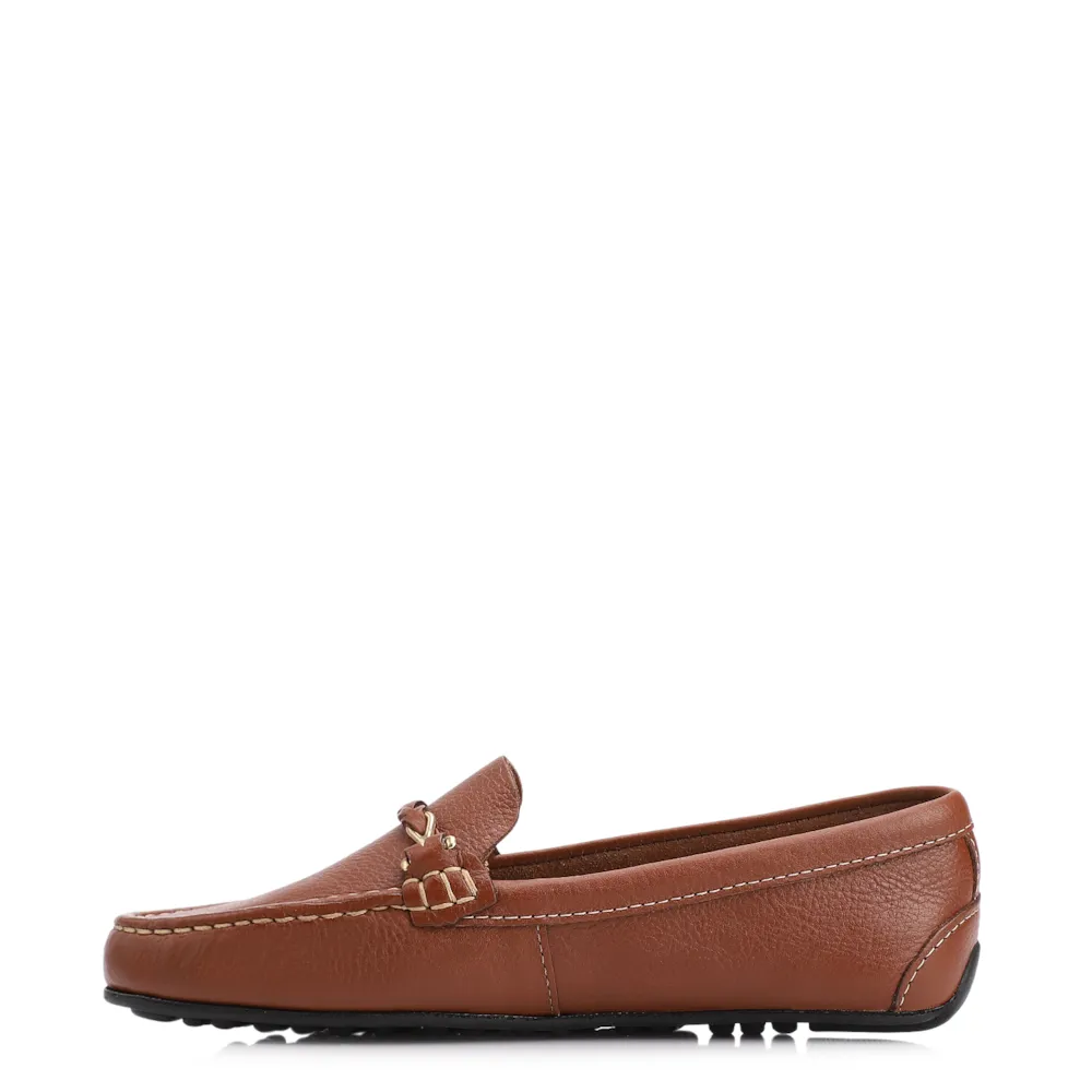 Mocassim Marrom Couro Antique Tira Trançada Pespontos - imagem 5