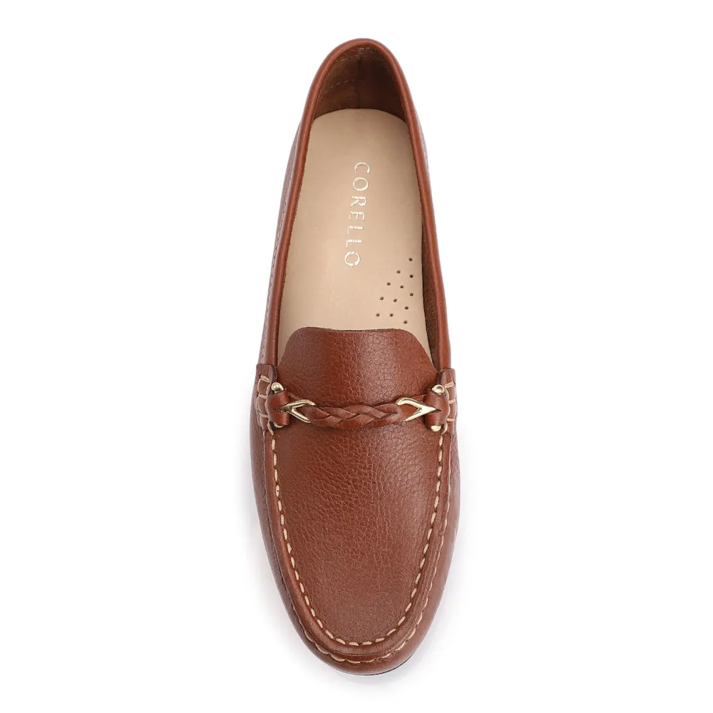 Mocassim Marrom Couro Antique Tira Trançada Pespontos - imagem 6