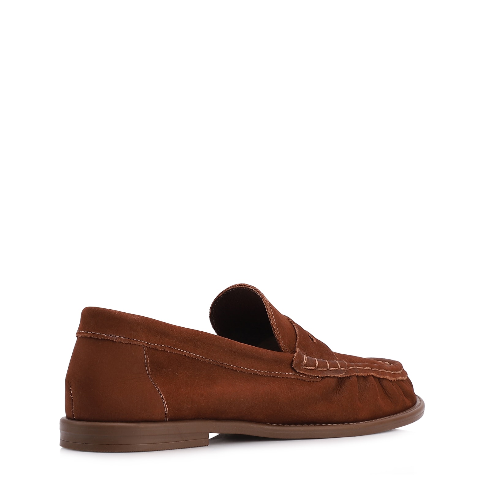 Mocassim Marrom Couro Nobuck Floater Franzido