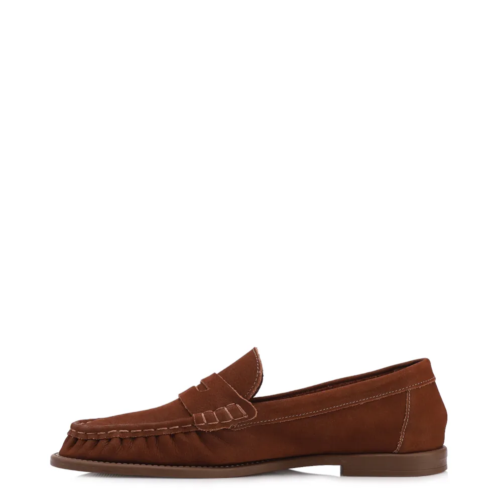 Mocassim Marrom Couro Nobuck Floater Franzido - imagem 4