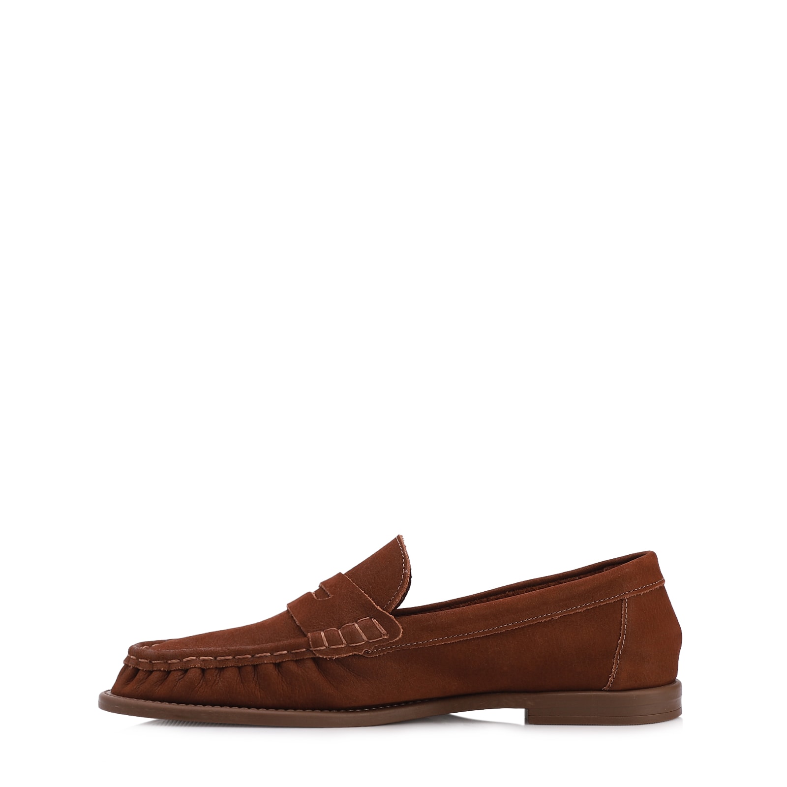 Mocassim Marrom Couro Nobuck Floater Franzido