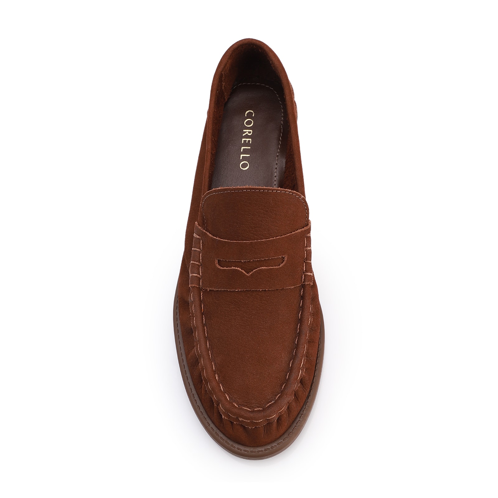 Mocassim Marrom Couro Nobuck Floater Franzido
