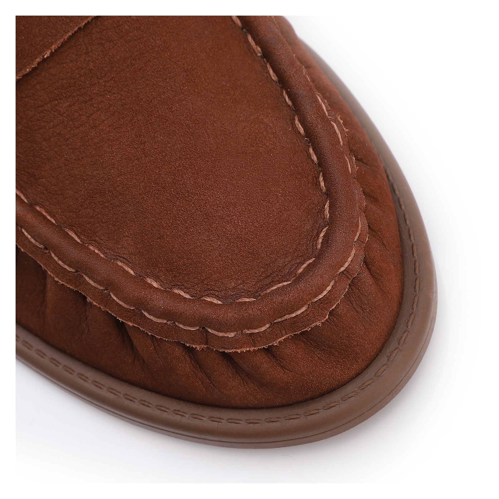 Mocassim Marrom Couro Nobuck Floater Franzido