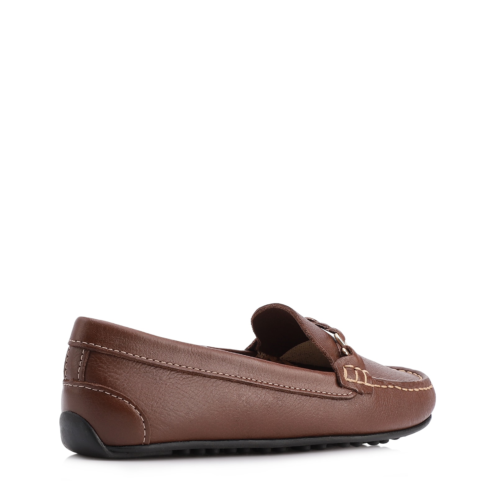 Mocassim Marrom Escuro Couro Antique Tira Trançada Pespontos
