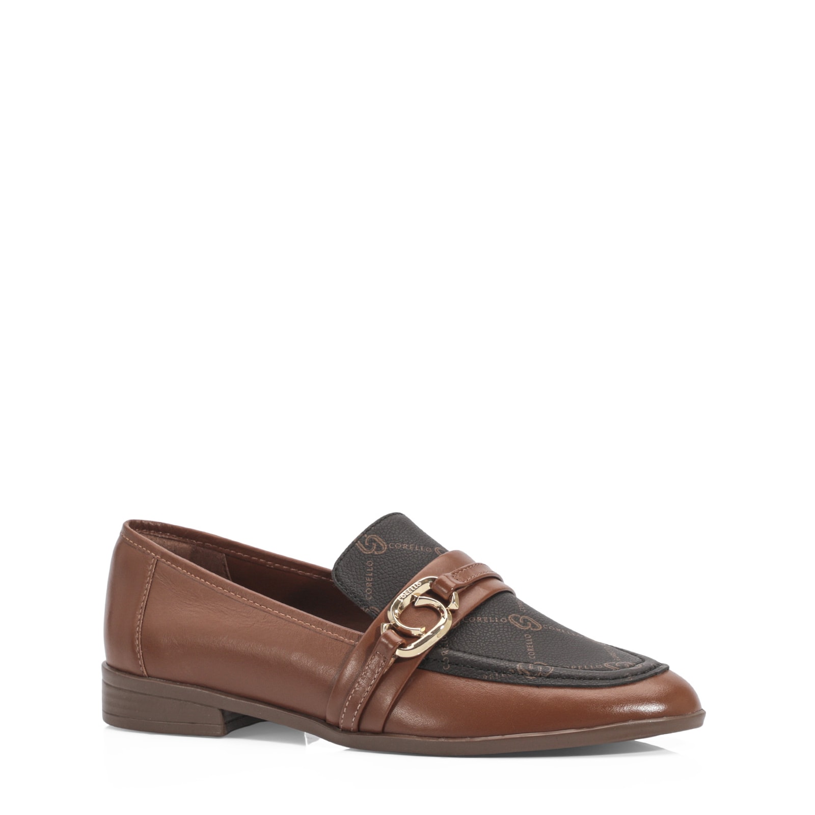 Mocassim Monograma/Couro Marrom