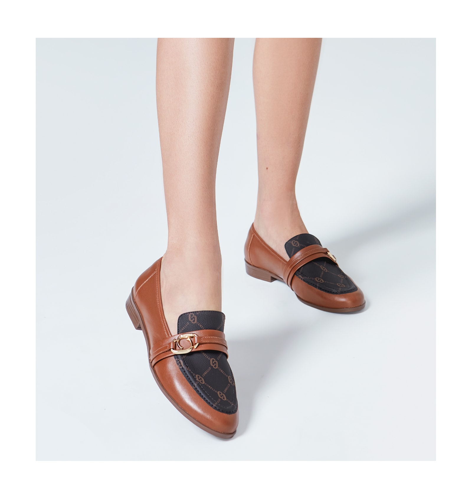 Mocassim Monograma/Couro Marrom