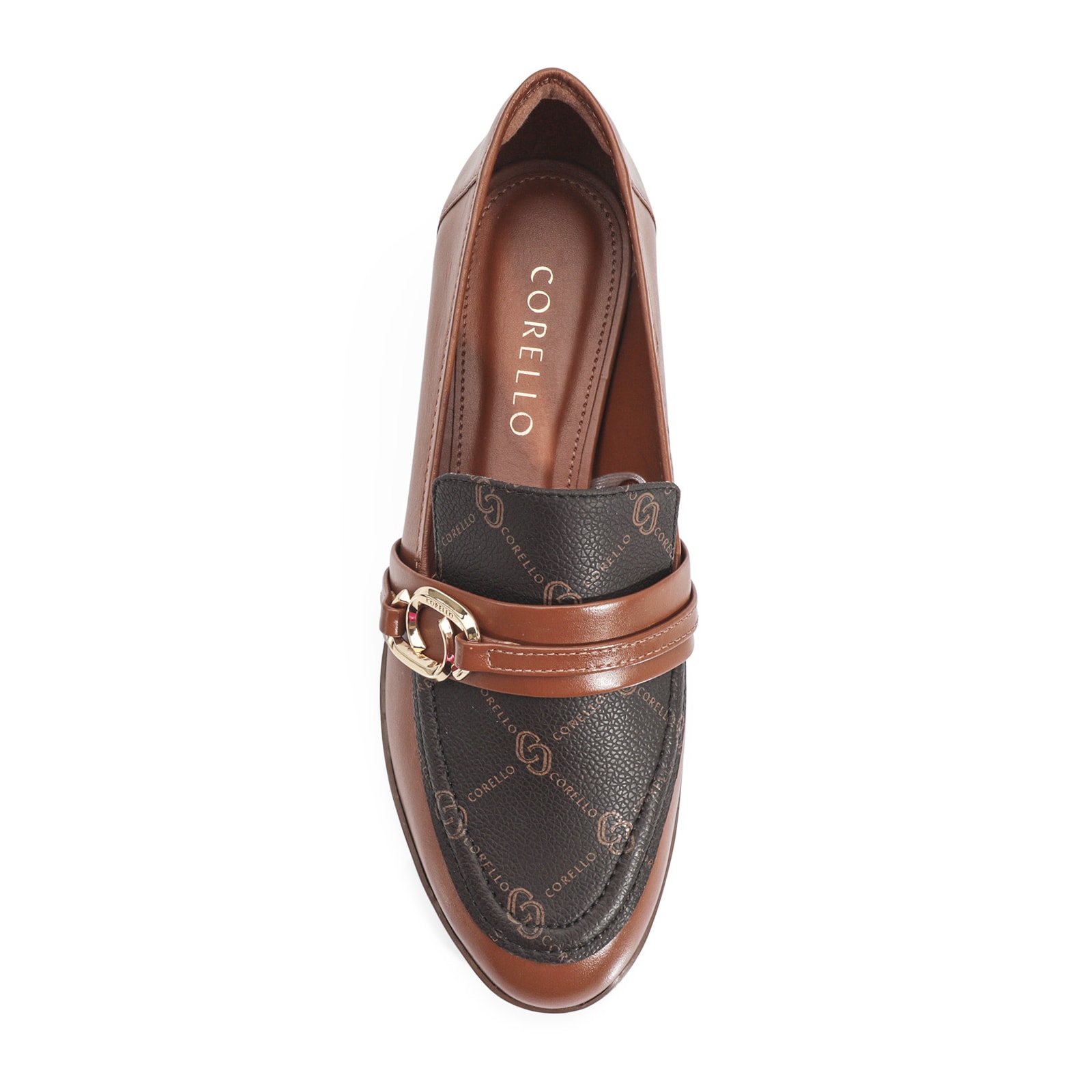 Mocassim Monograma/Couro Marrom