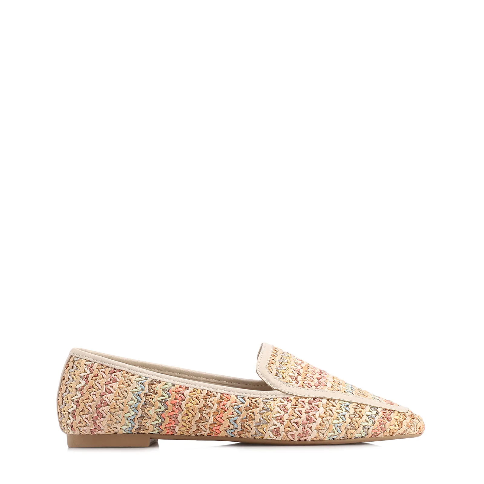 Mocassim Off White Alt Acabamento Ráfia Multicolor