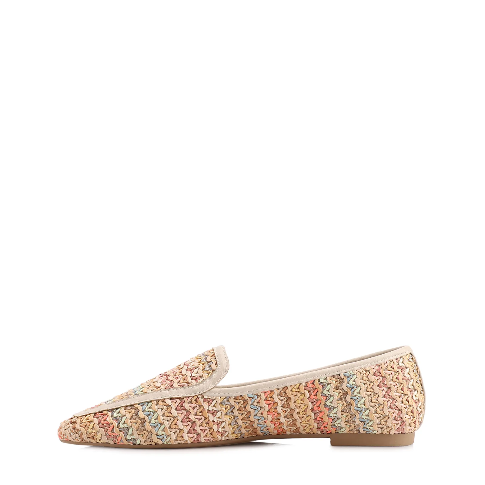 Mocassim Off White Alt Acabamento Ráfia Multicolor