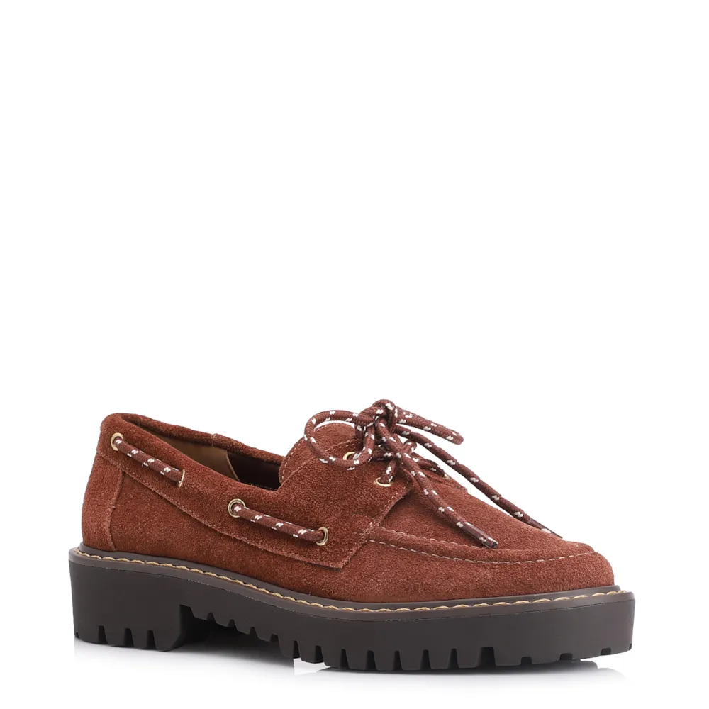 Mocassim Oxford Dockside Couro Camurça Marrom Escuro
