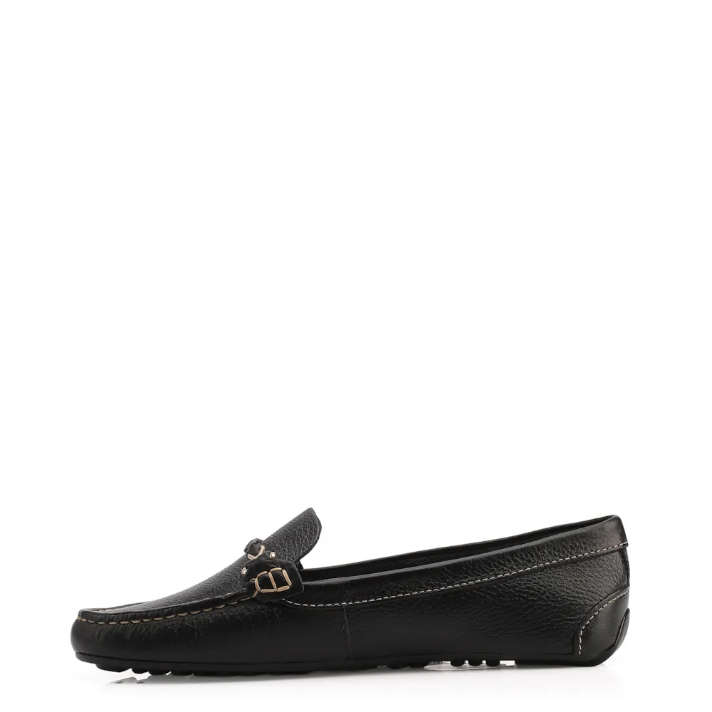 Mocassim Preto Couro Antique Tira Trançada Pespontos - imagem 4