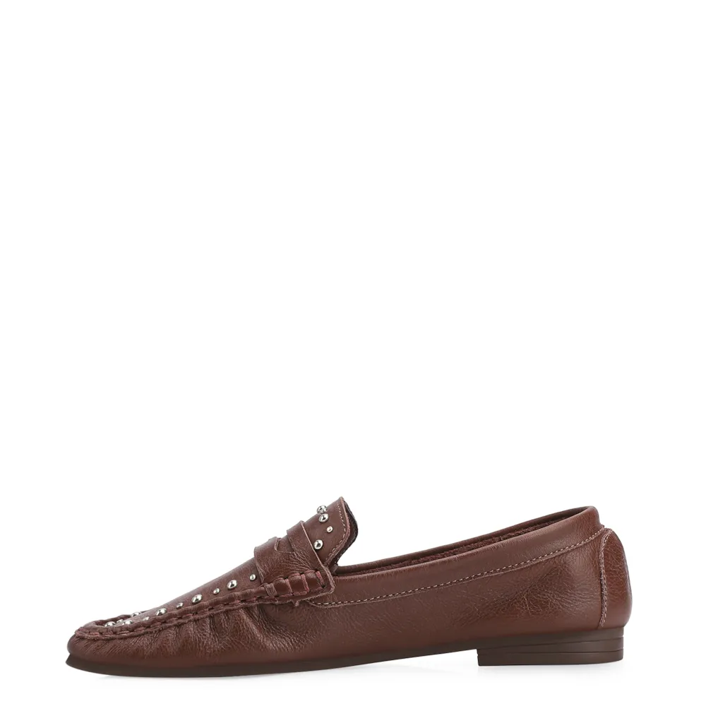 Mocassim Rebites Couro Marrom - imagem 4