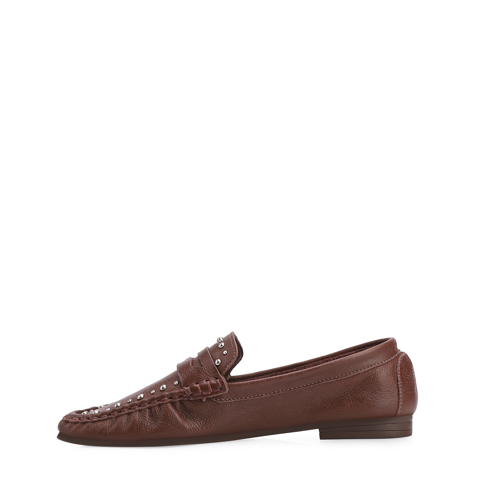 Mocassim Rebites Couro Marrom