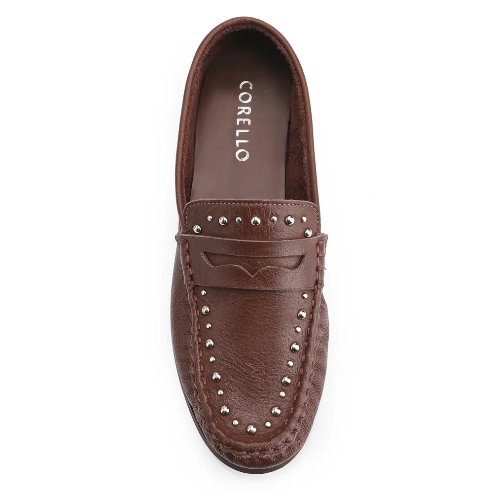 Mocassim Rebites Couro Marrom - imagem 5