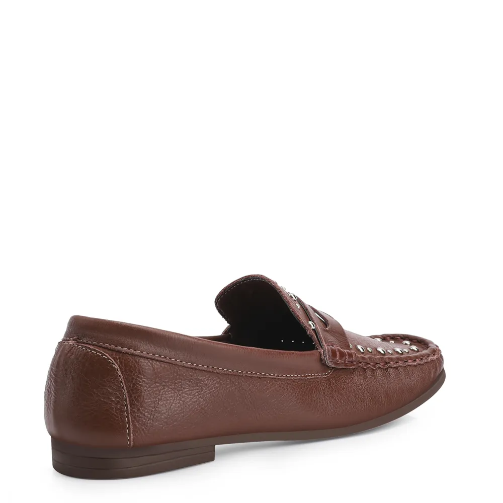 Mocassim Rebites Couro Marrom - imagem 3