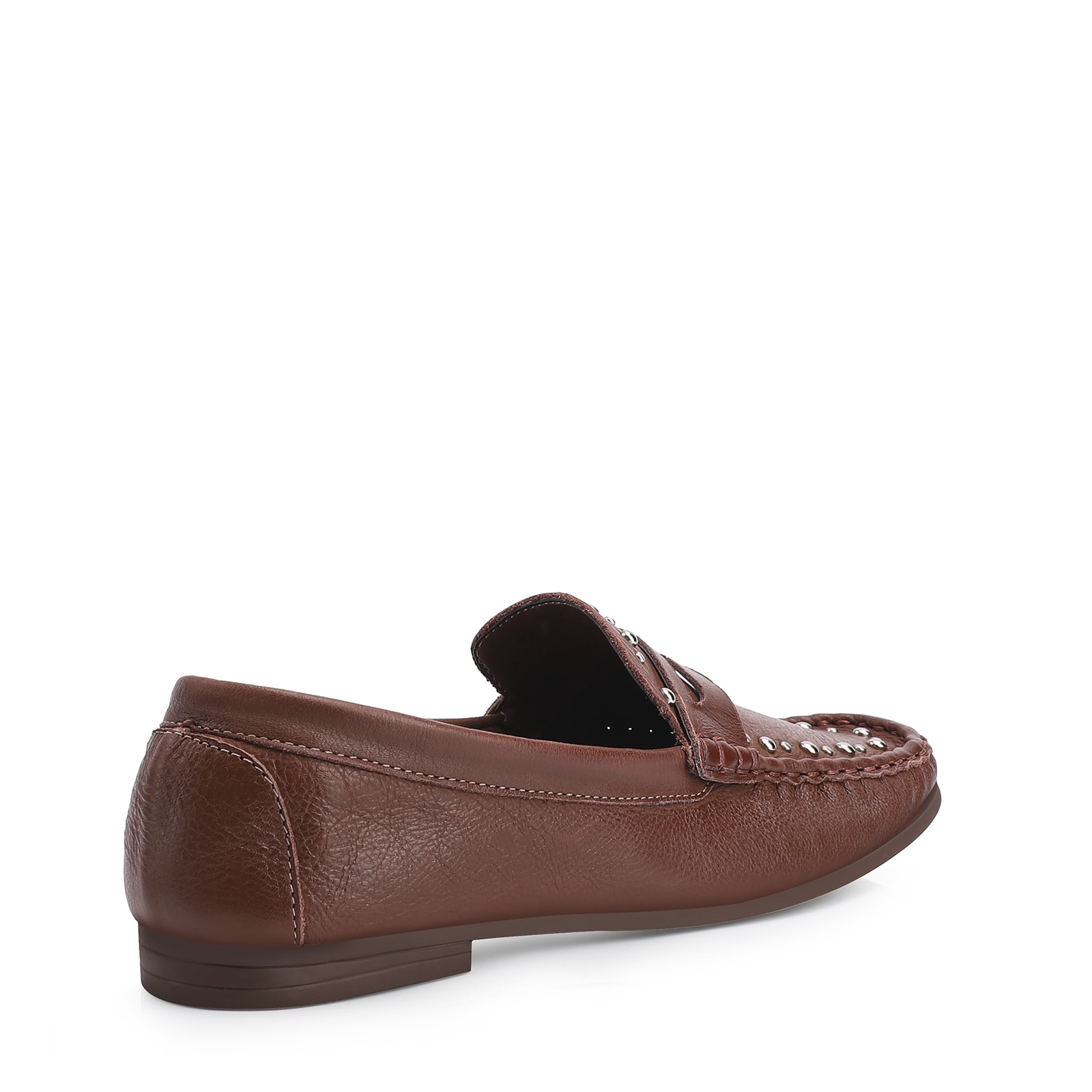 Mocassim Rebites Couro Marrom