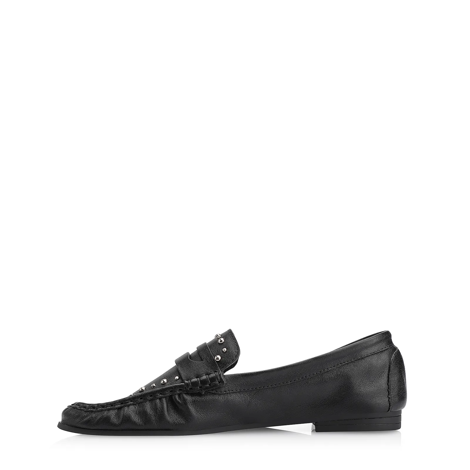 Mocassim Rebites Couro Preto