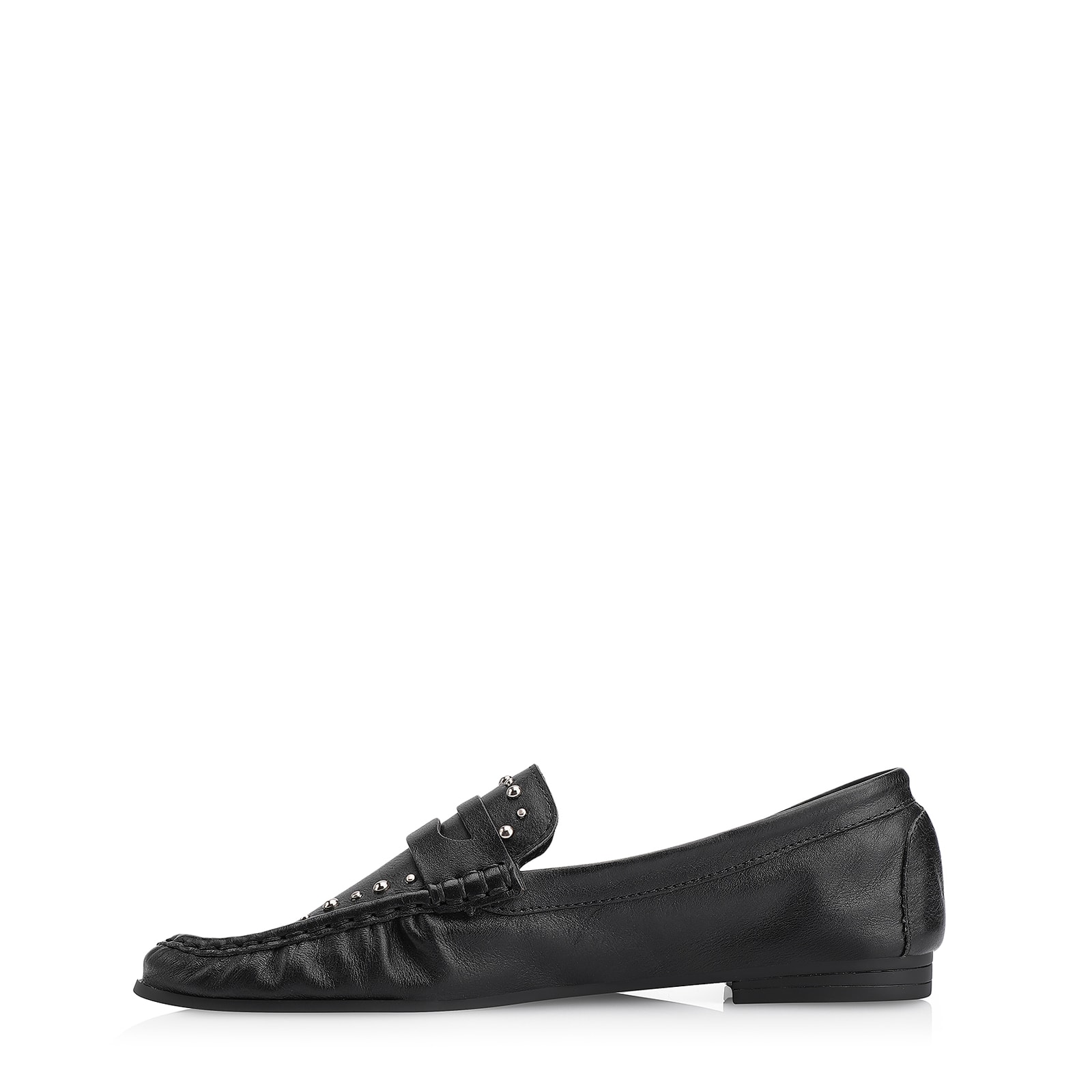 Mocassim Rebites Couro Preto