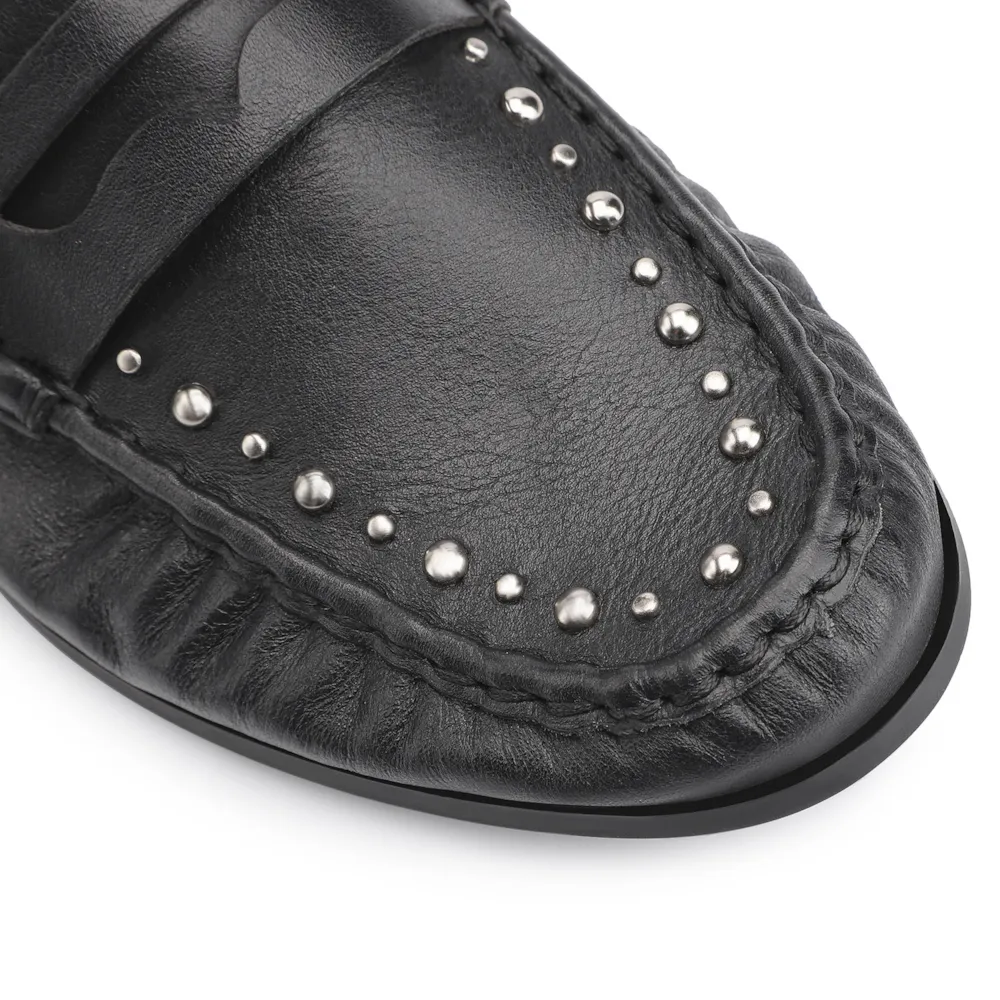 Mocassim Rebites Couro Preto - imagem 6